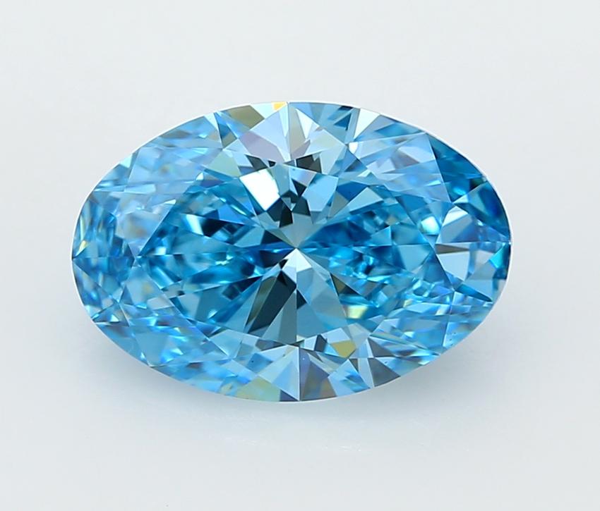 3.12 Ct. Fancy Vivid  Blue Oval Lab Grown Diamond