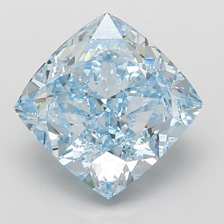 4.01 Ct. Fancy Vivid Blue Cushion Lab Grown Diamond