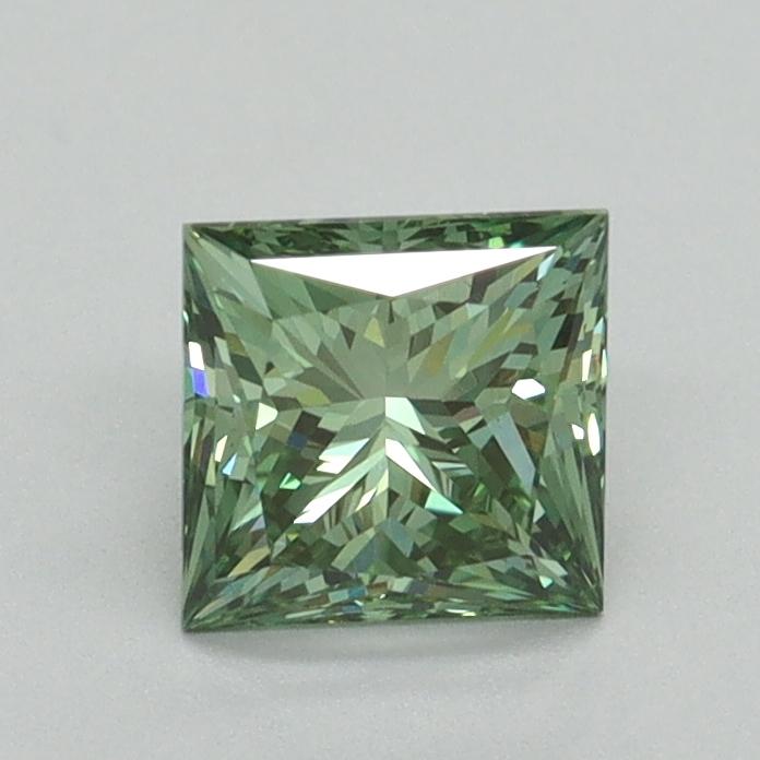 0.88 Ct. Fancy Vivid Green Princess Lab Grown Diamond