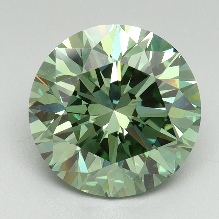 2.87 Ct. Fancy Vivid Green Round Lab Grown Diamond