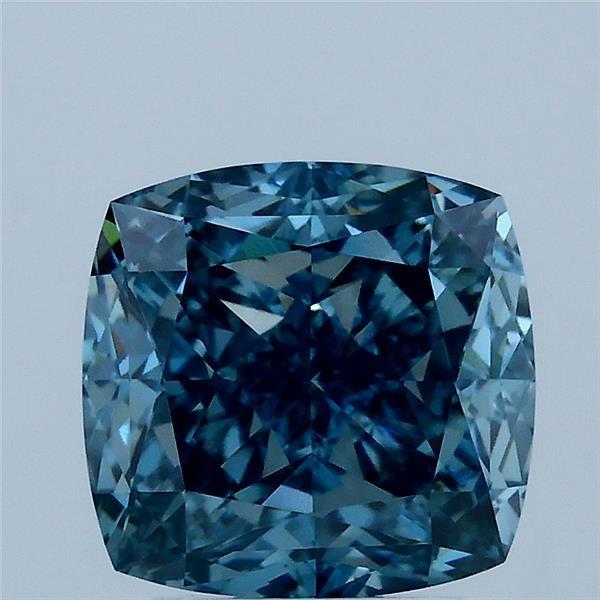 3.09 Ct. Fancy Vivid Blue Cushion Lab Grown Diamond