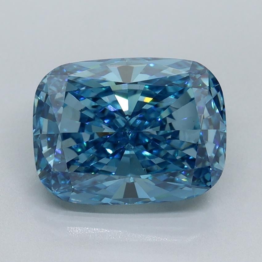 3.04 Ct. Fancy Vivid Malibu Blue Cushion Lab Grown Diamond