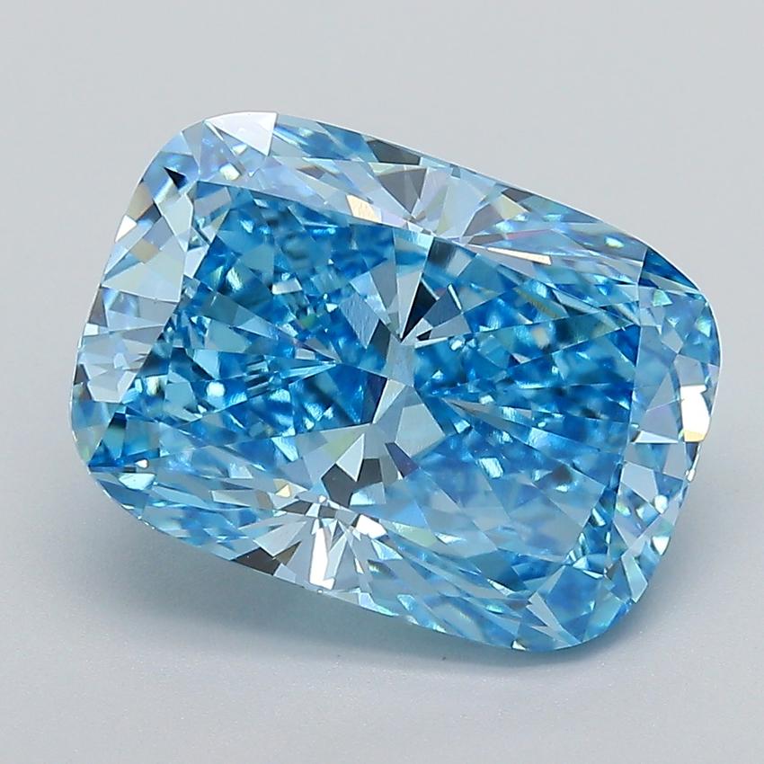 6.98 Ct. Fancy Vivid  Blue Cushion Lab Grown Diamond