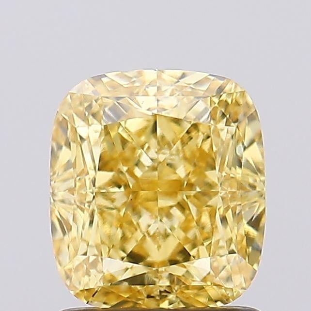 1.61 Ct. Fancy Vivid Yellow Cushion Lab Grown Diamond
