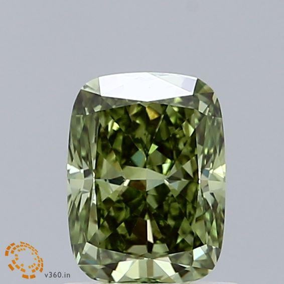 1.08 Ct. Fancy Vivid  Green Cushion Lab Grown Diamond