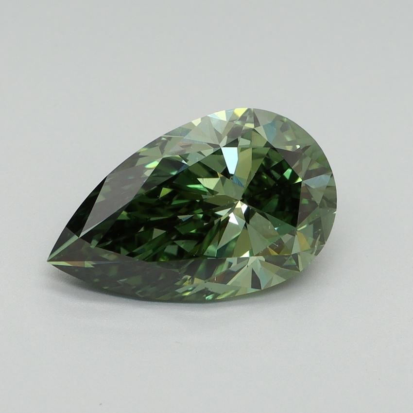 3.02 Ct. Fancy Vivid Green Pear Lab Grown Diamond