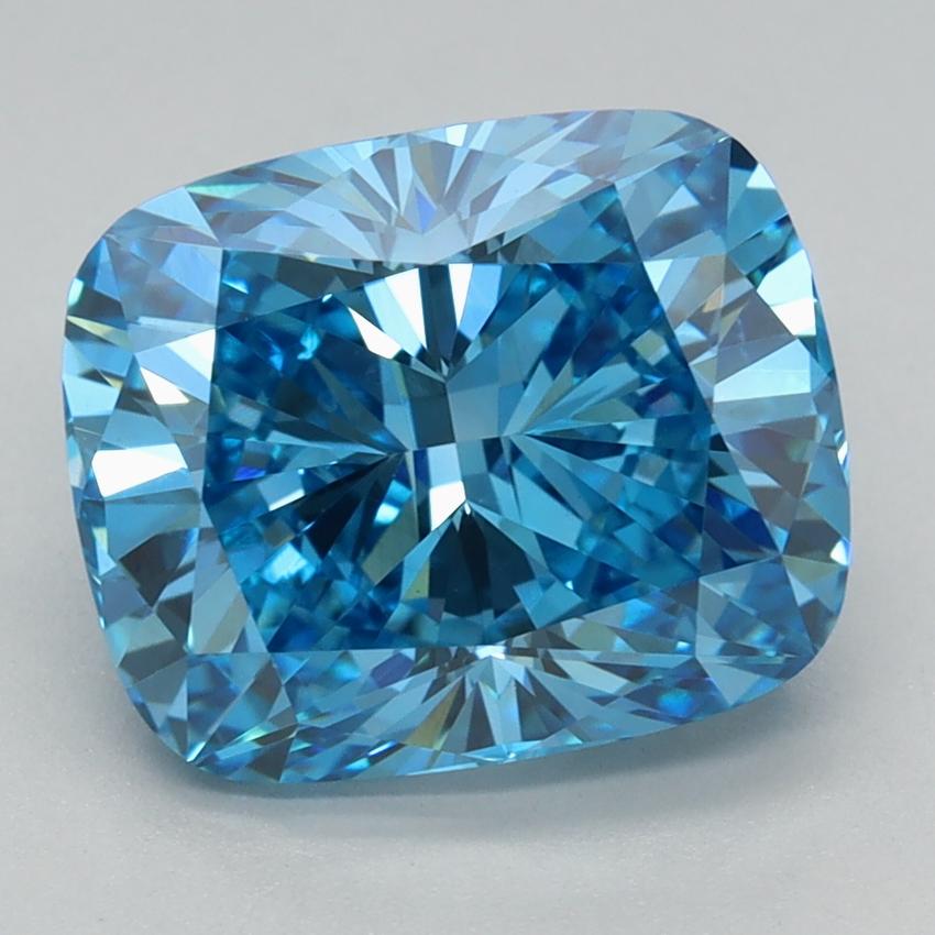 3.19 Ct. Fancy Vivid Blue Cushion Lab Grown Diamond