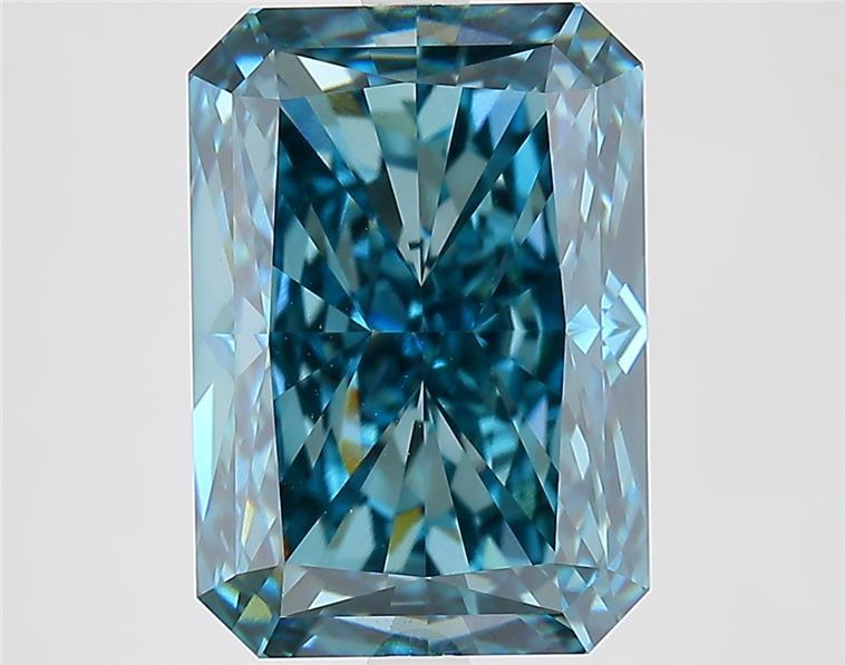 6.62 Ct. Fancy Vivid Greenish Blue Radiant Lab Grown Diamond
