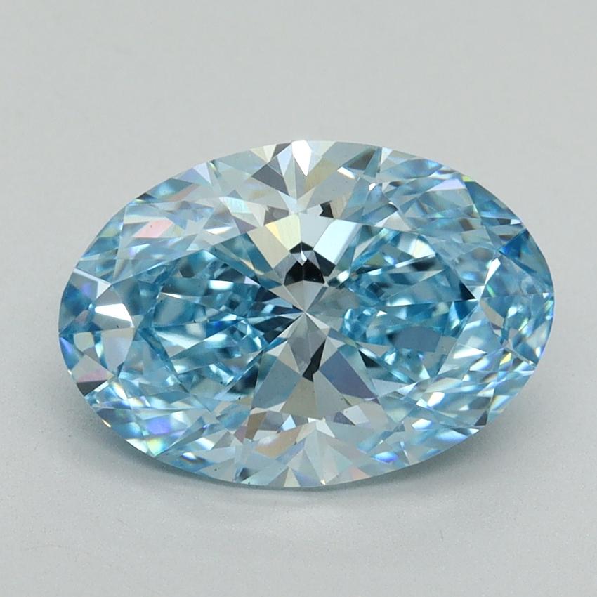 3.02 Ct. Fancy Vivid Blue Oval Lab Grown Diamond