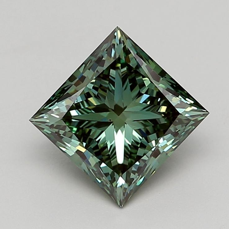 2.97 Ct. Fancy Vivid Green Princess Lab Grown Diamond