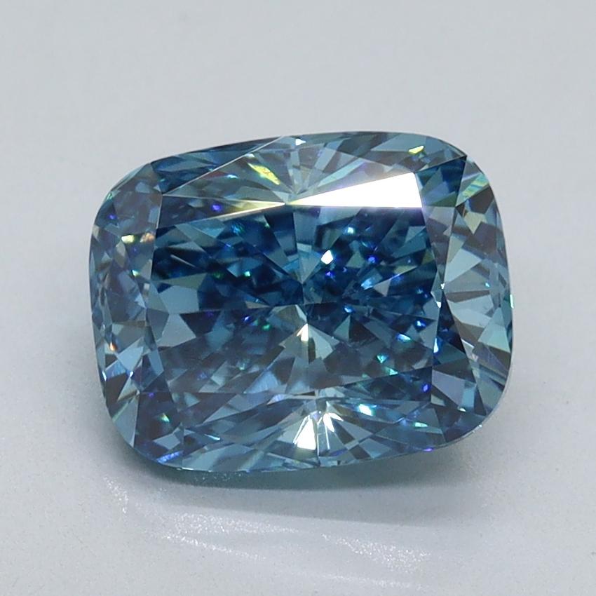 2.10 Ct. Fancy Vivid Blue Cushion Lab Grown Diamond