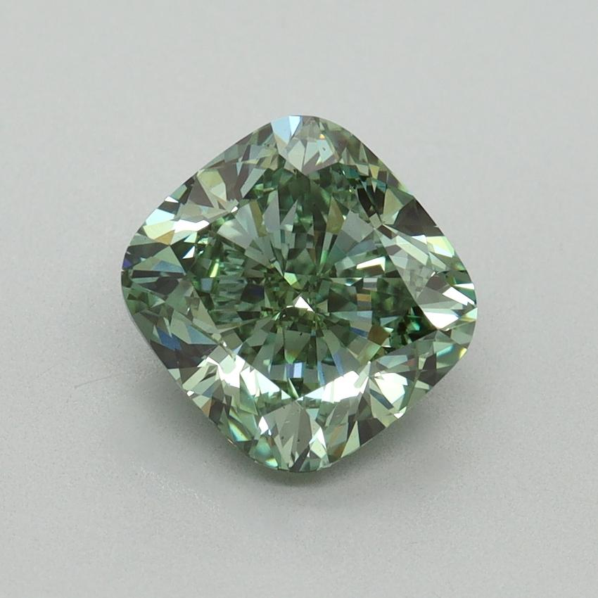 2.50 Ct. Fancy Vivid Green Cushion Lab Grown Diamond
