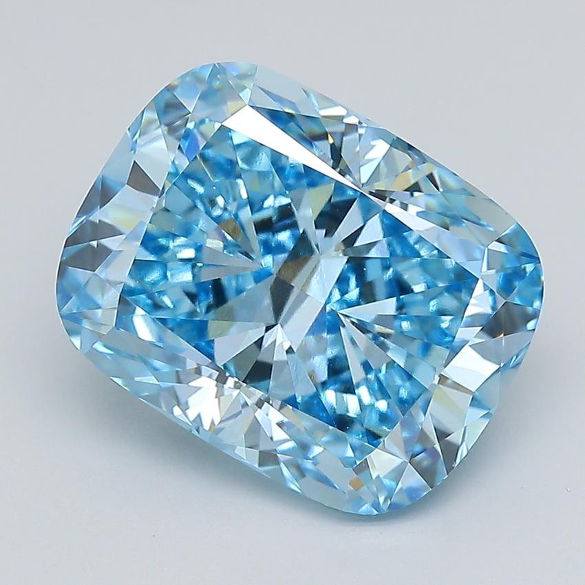 8.51 Ct. Fancy Vivid  Blue Cushion Lab Grown Diamond