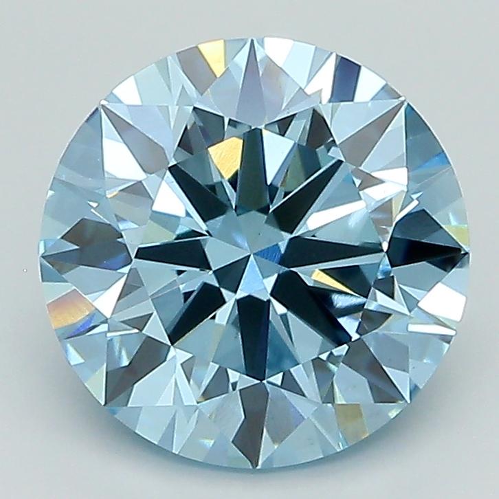 2.54 Ct. Fancy Vivid Blue Round Lab Grown Diamond