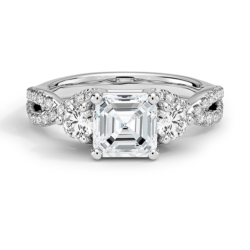 Custom Twisting Three Stone Diamond Ring