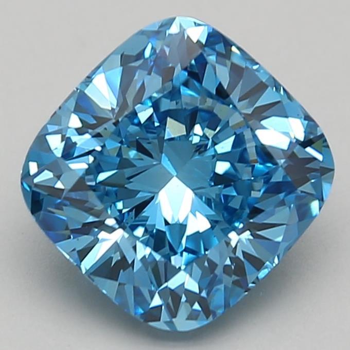2.21 Ct. Fancy Vivid Blue Cushion Lab Grown Diamond
