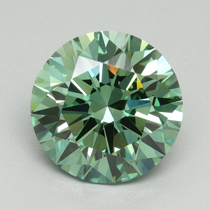 3.07 Ct. Fancy Vivid Green Round Lab Grown Diamond