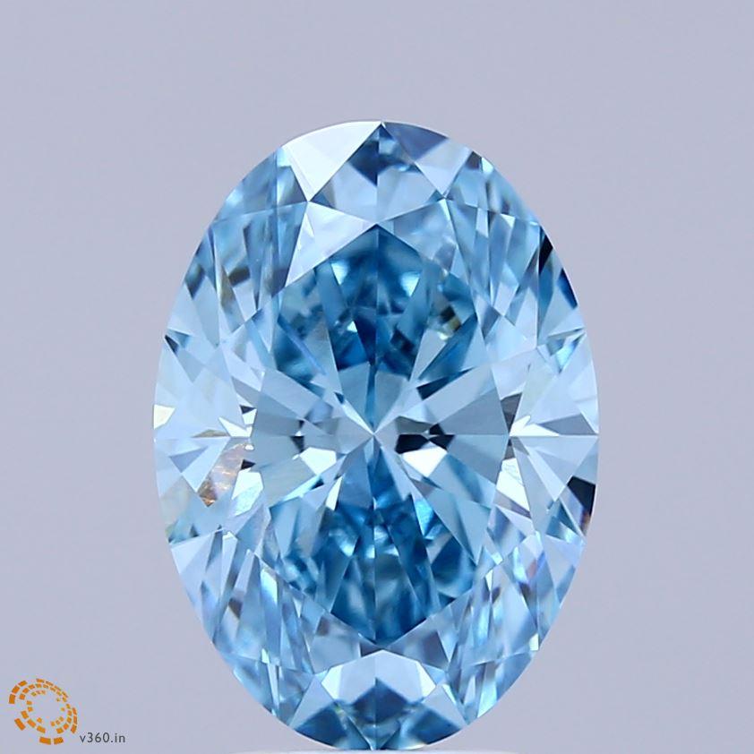 3.09 Ct. Fancy Vivid Blue Oval Lab Grown Diamond