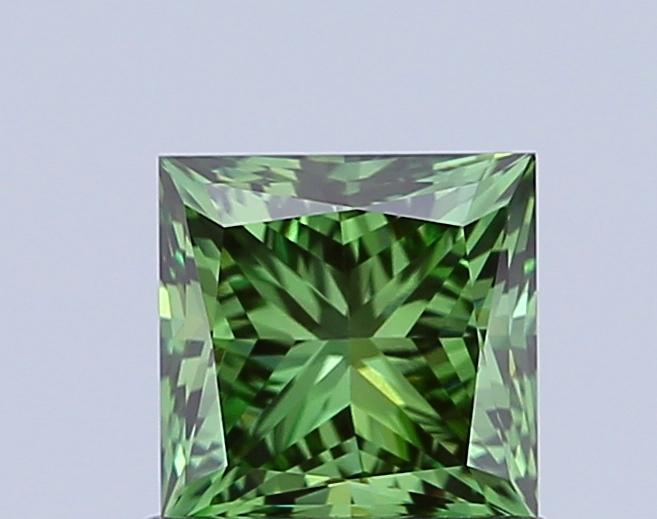 1.06 Ct. Fancy Vivid Green Princess Lab Grown Diamond