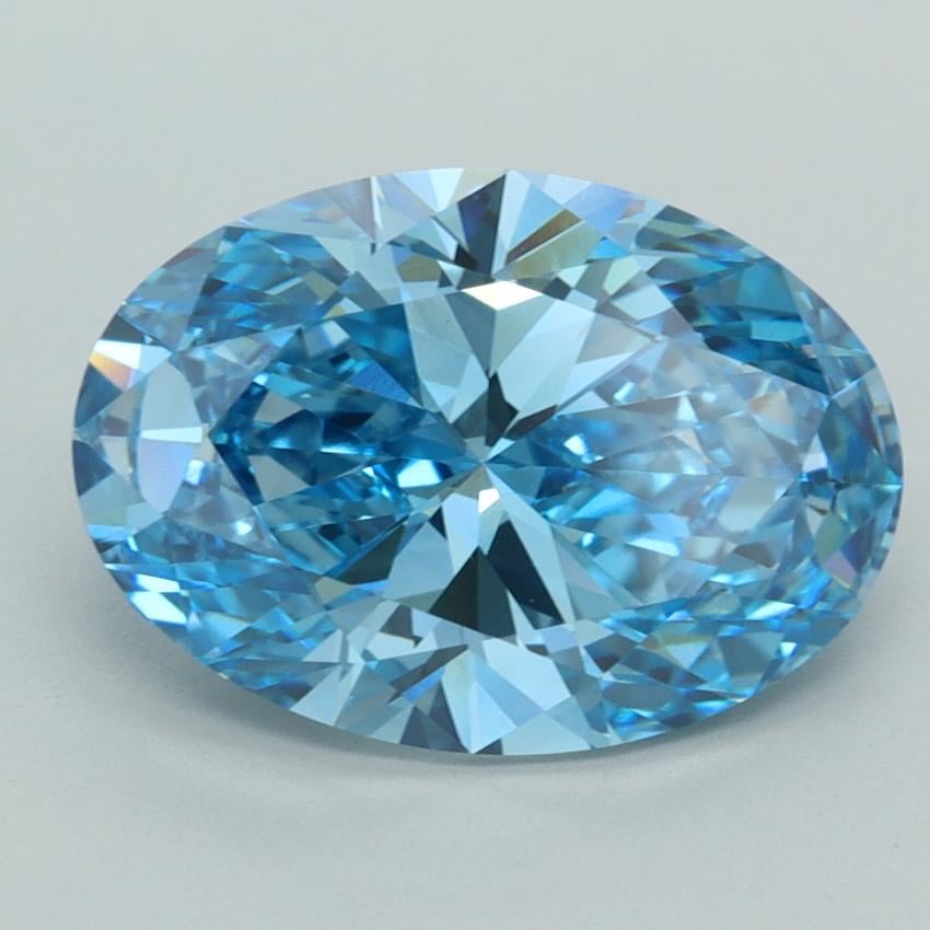 5.07 Ct. Fancy Vivid  Blue Oval Lab Grown Diamond