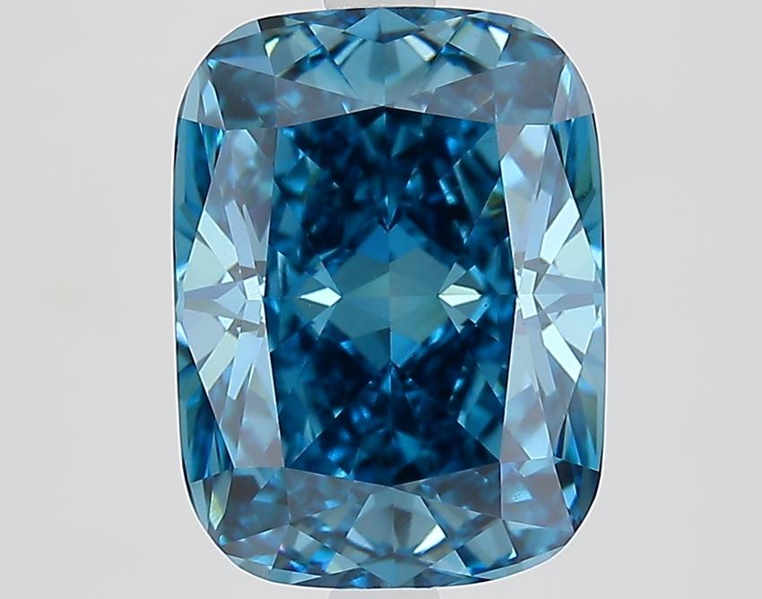 3.86 Ct. Fancy Vivid Blue Cushion Lab Grown Diamond