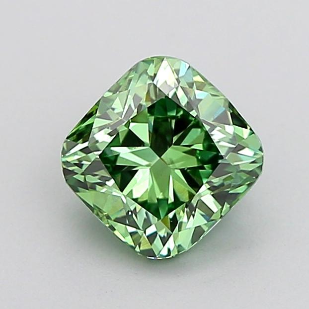 1.00 Ct. Fancy Vivid Green Cushion Lab Grown Diamond