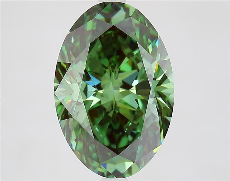 4.54 Ct. Fancy Vivid  Green Oval Lab Grown Diamond
