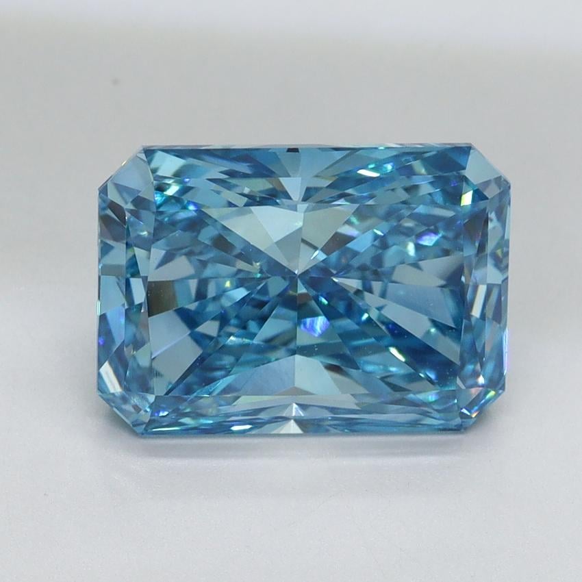 4.13 Ct. Fancy Vivid Malibu Blue Radiant Lab Grown Diamond