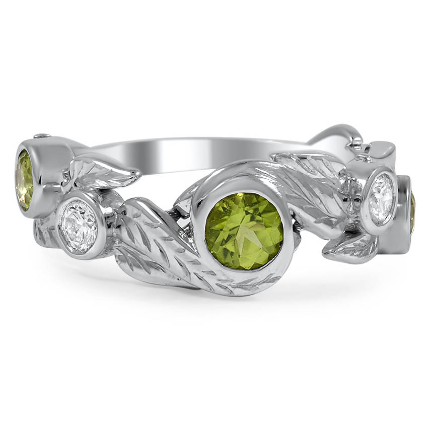 Custom Hand Engraved Peridot Wedding Ring
