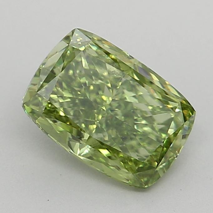 0.76 Ct. Fancy Vivid Green Cushion Lab Grown Diamond