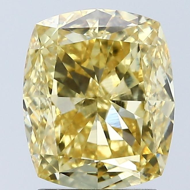 3.00 Ct. Fancy Vivid Yellow Cushion Lab Grown Diamond
