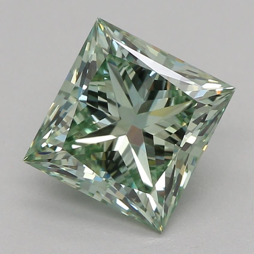 1.53 Ct. Fancy Vivid Green Princess Lab Grown Diamond