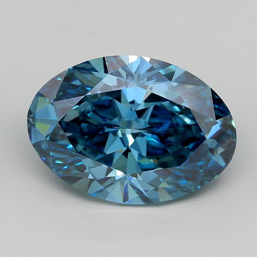 15.51 Ct. Fancy Vivid  Blue Oval Lab Grown Diamond