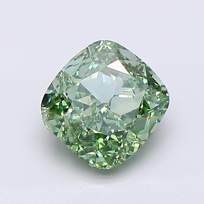 1.52 Ct. Fancy Vivid Green Cushion Lab Grown Diamond