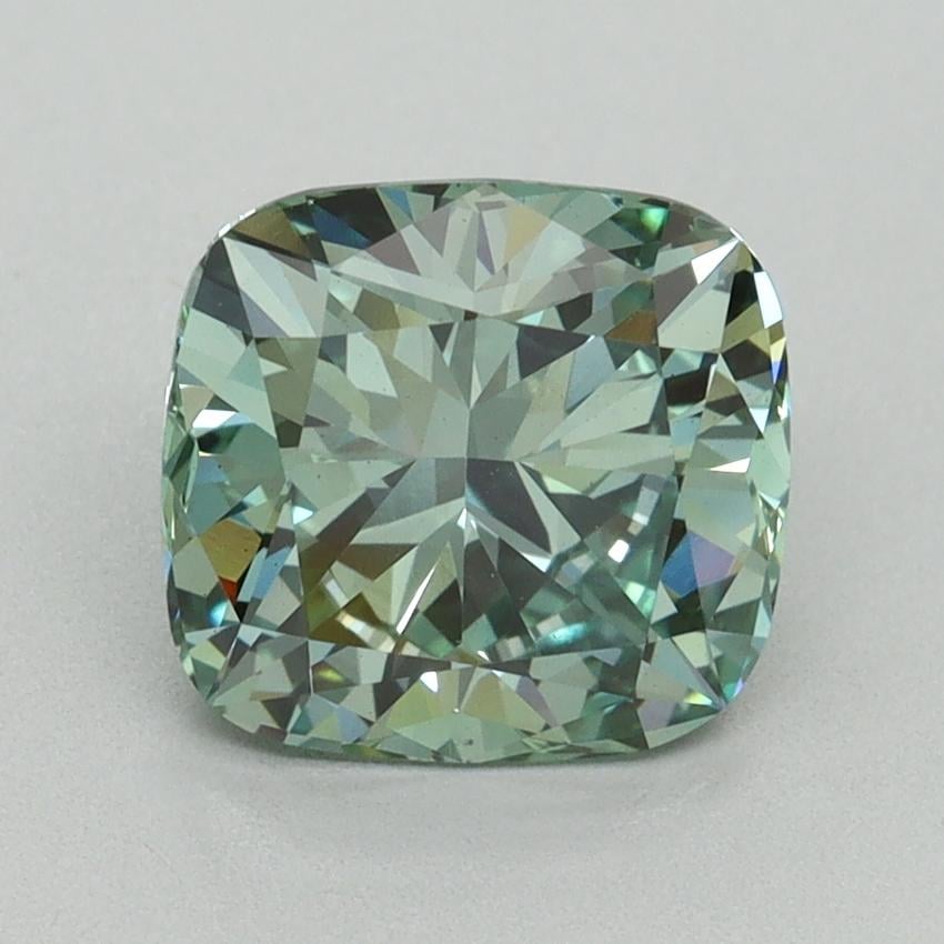 2.14 Ct. Fancy Vivid Green Cushion Lab Grown Diamond