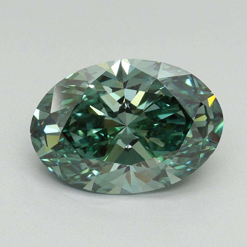 3.06 Ct. Fancy Vivid Green Oval Lab Grown Diamond