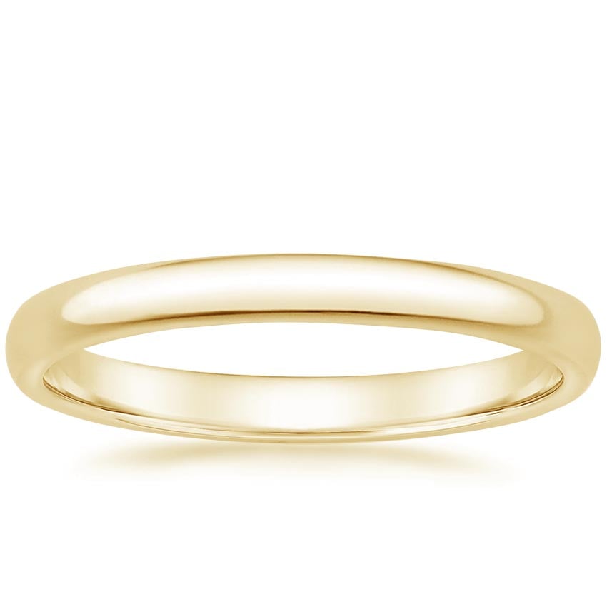 18K Yellow Gold 2mm Slim Profile Wedding Ring, large top view