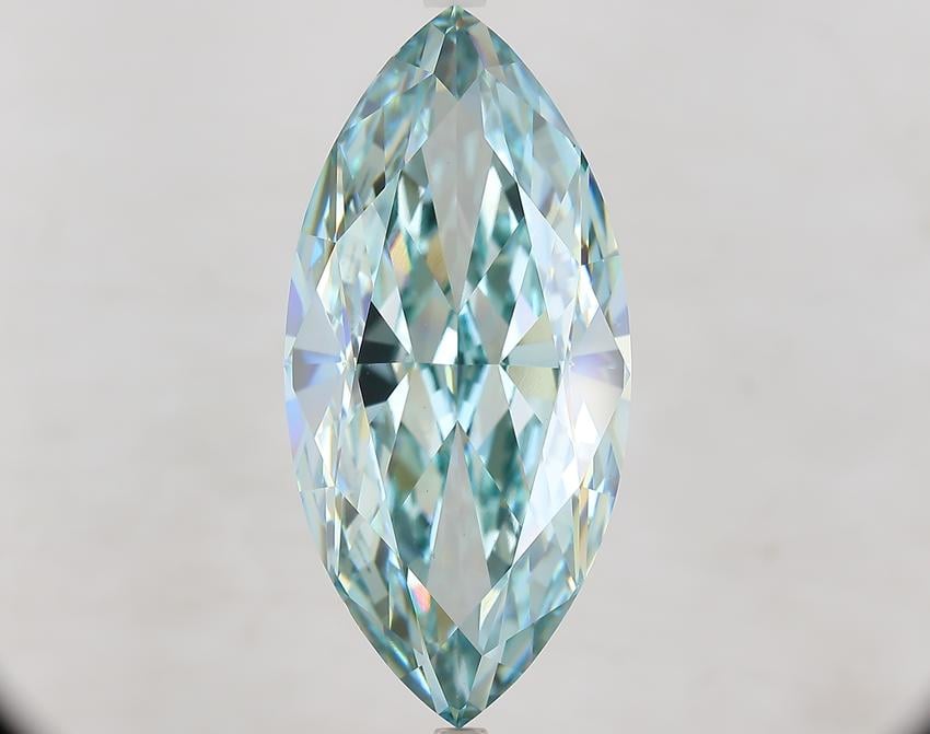16.86 Ct. Fancy Intense Bluish Green Marquise Lab Grown Diamond