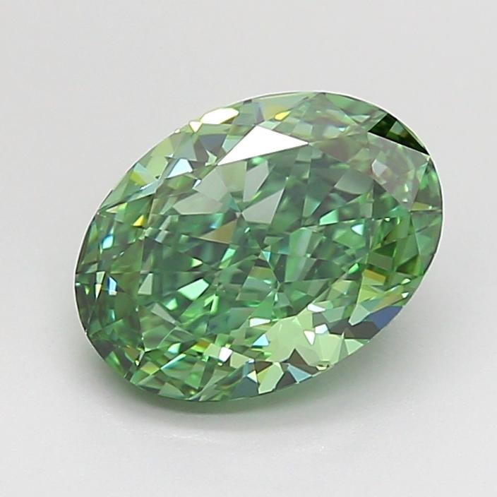 2.10 Ct. Fancy Vivid Green Oval Lab Grown Diamond