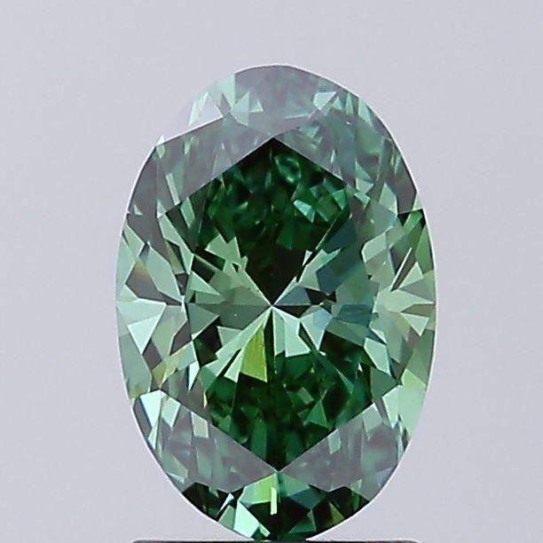 1.50 Ct. Fancy Vivid Green Oval Lab Grown Diamond
