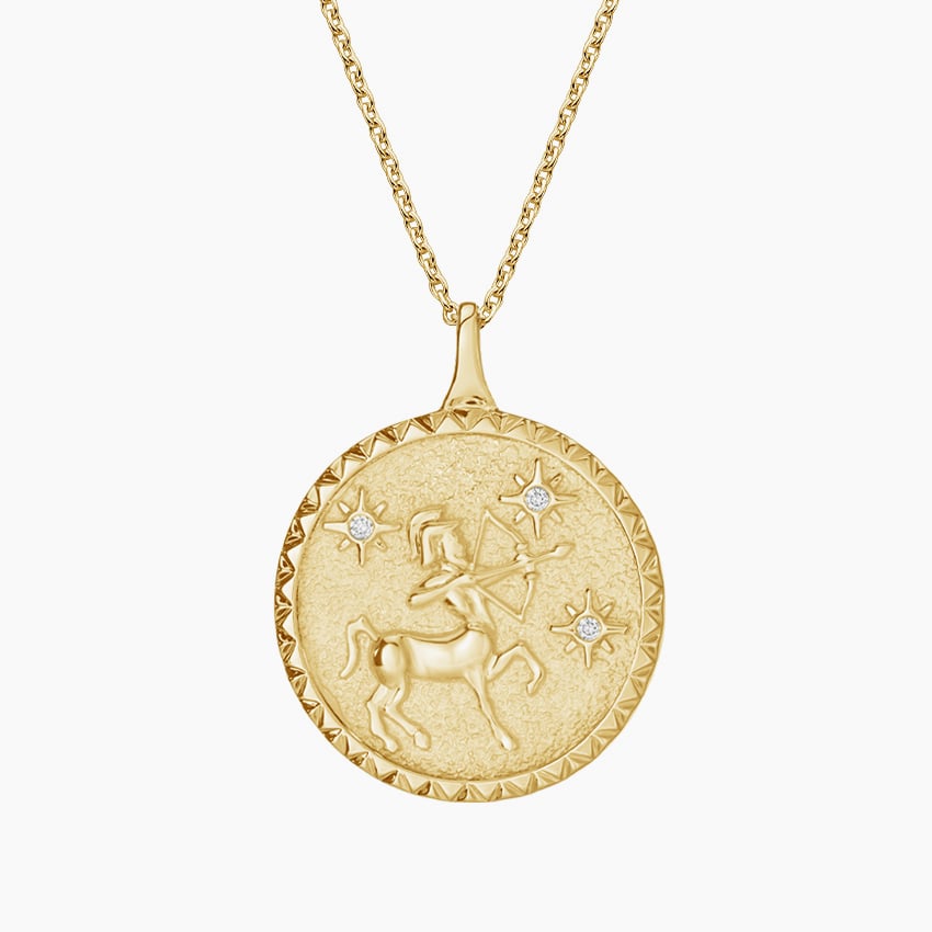 14K Yellow Gold Diamond Accented Sagittarius Zodiac Necklace | Sagittarius  | Brilliant Earth