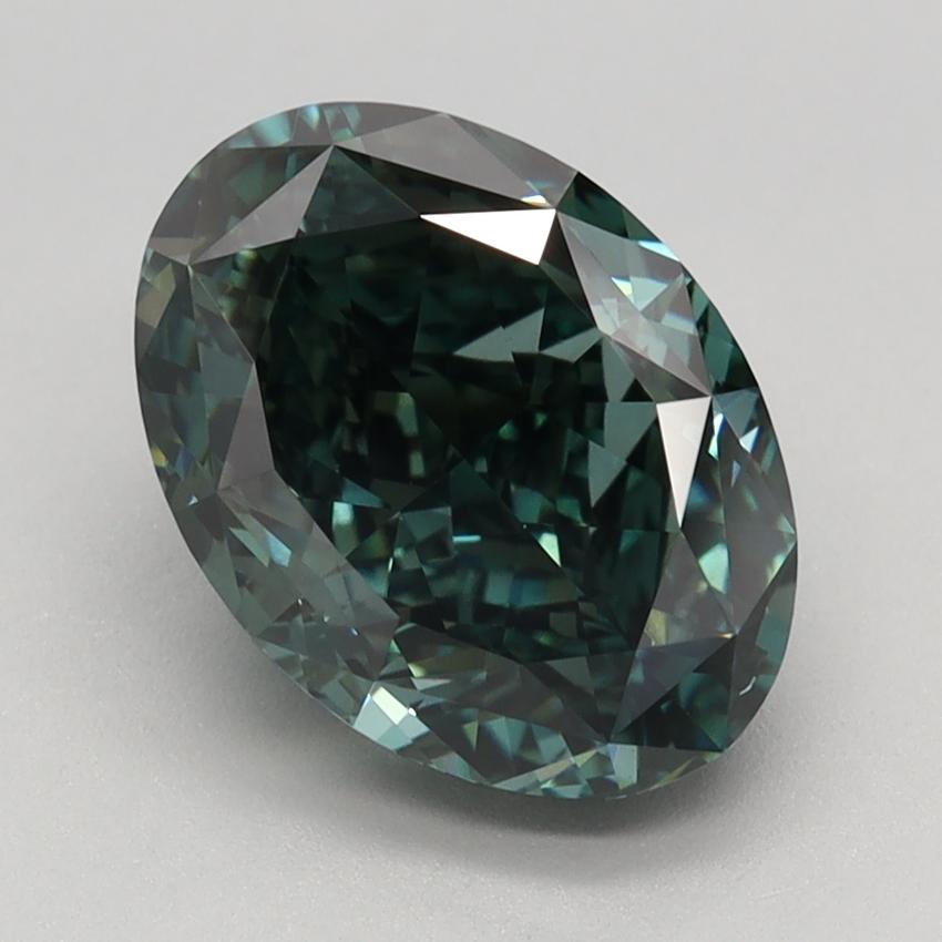 3.13 Ct. Fancy Deep Bluish Green Oval Lab Grown Diamond