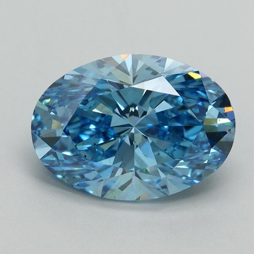 3.04 Ct. Fancy Vivid Blue Oval Lab Grown Diamond
