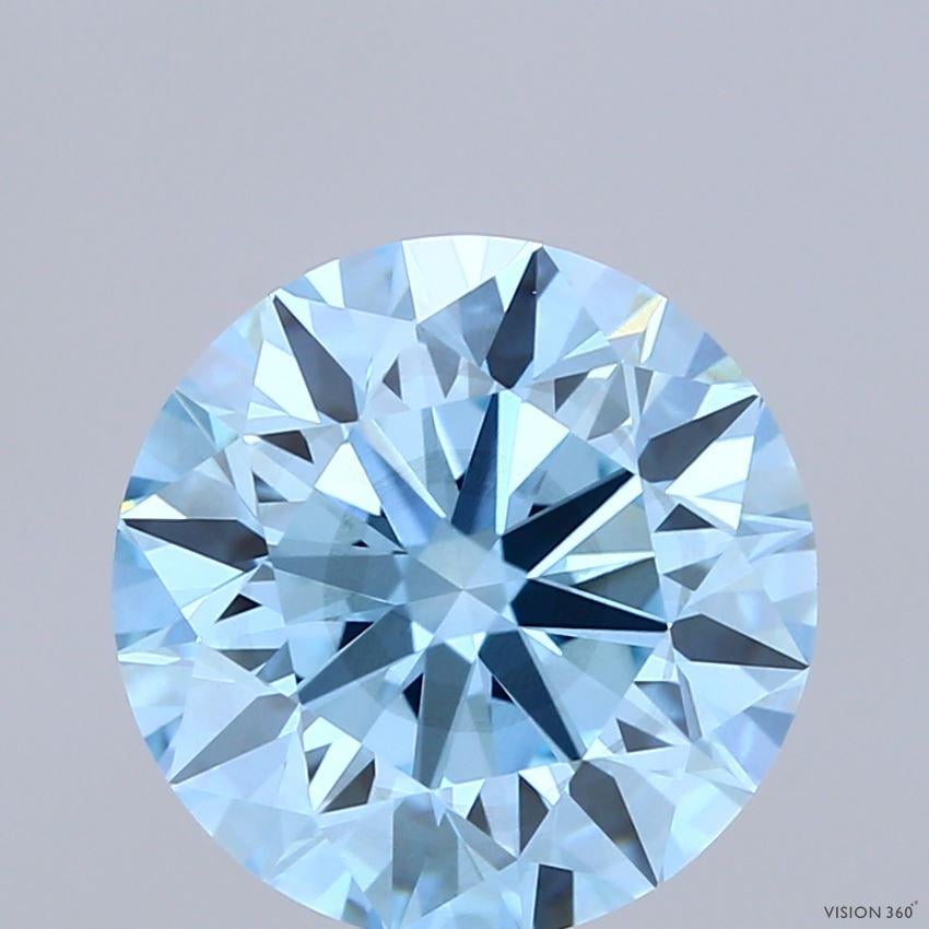 4.03 Ct. Fancy Vivid Blue Round Lab Grown Diamond