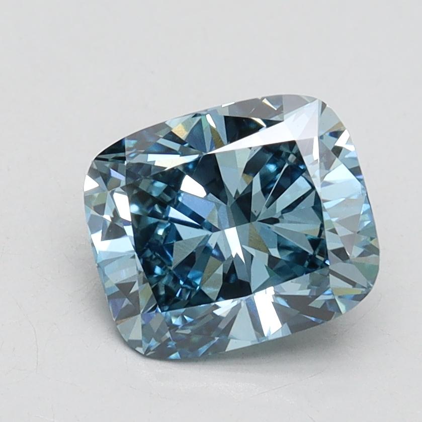 1.58 Ct. Fancy Vivid Blue Cushion Lab Grown Diamond