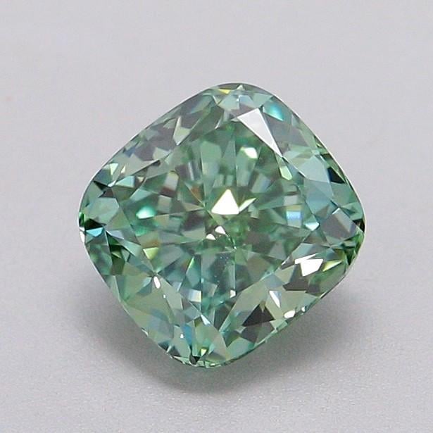 1.05 Ct. Fancy Vivid Green Cushion Lab Grown Diamond