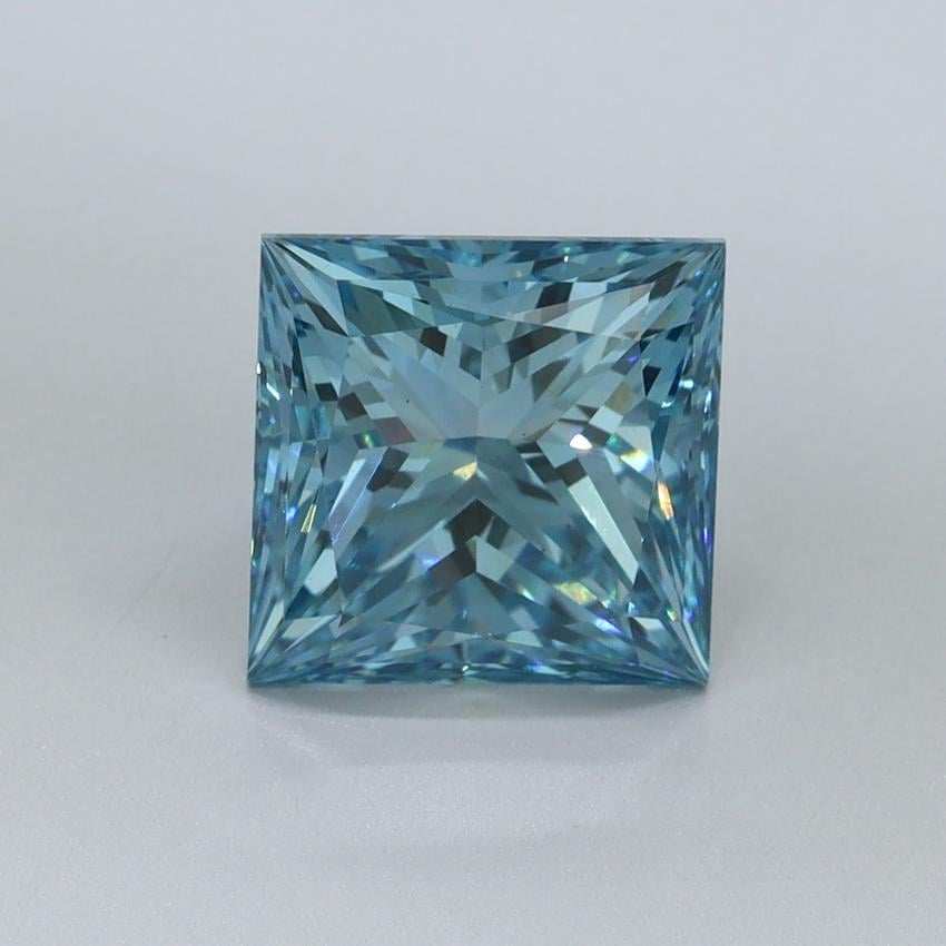 2.56 Ct. Fancy Vivid Malibu Blue Princess Lab Grown Diamond