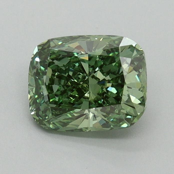 0.92 Ct. Fancy Vivid Green Cushion Lab Grown Diamond
