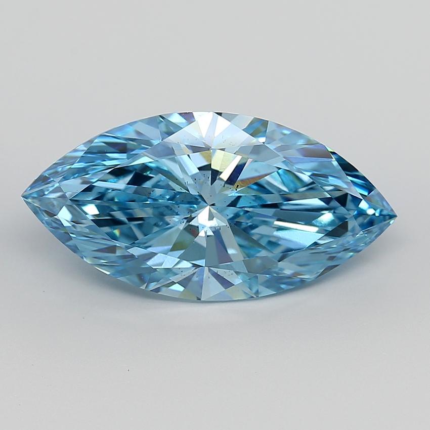 7.66 Ct. Fancy Vivid  Blue Marquise Lab Grown Diamond