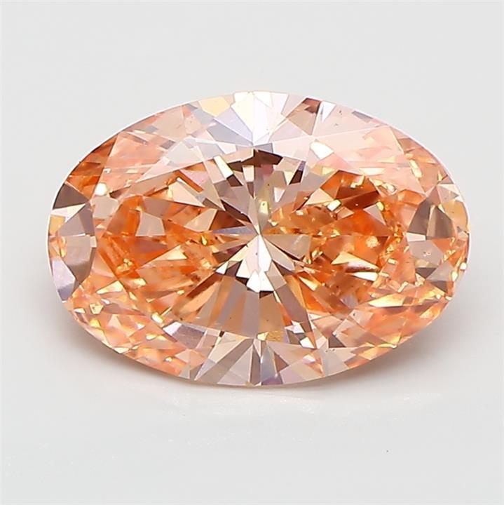 3.02 Ct. Fancy Vivid Orangy Pink Oval Lab Grown Diamond